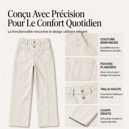 Pantalon décontracté à jambe droite pour femmes