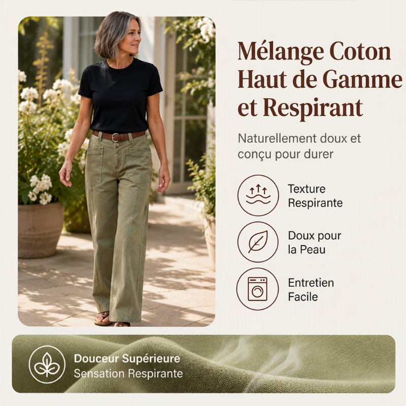 Pantalon décontracté à jambe droite pour femmes