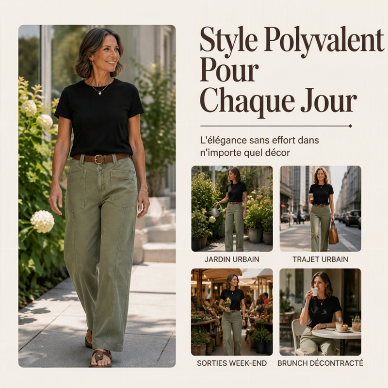 Pantalon décontracté à jambe droite pour femmes
