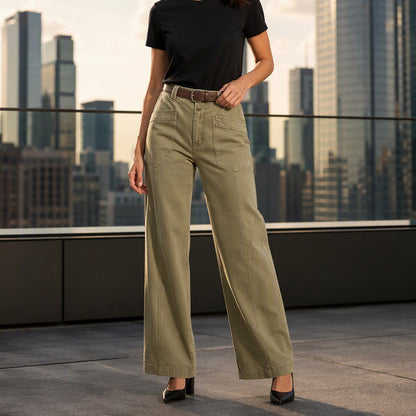 Pantalon décontracté à jambe droite pour femmes
