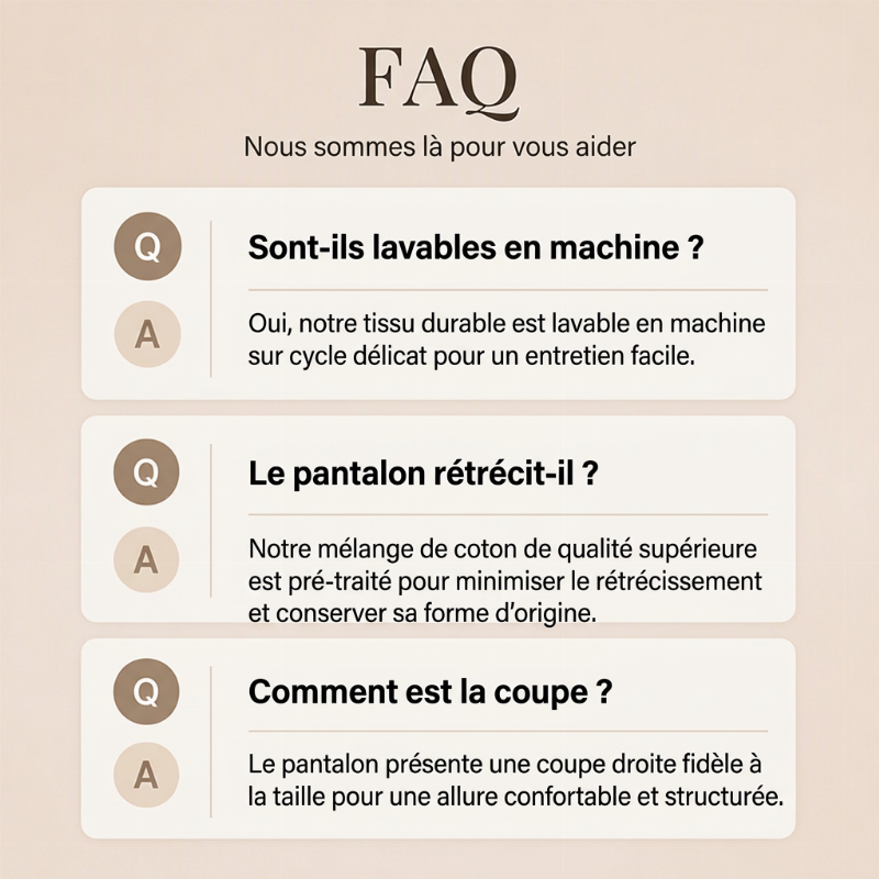Pantalon décontracté à jambe droite pour femmes