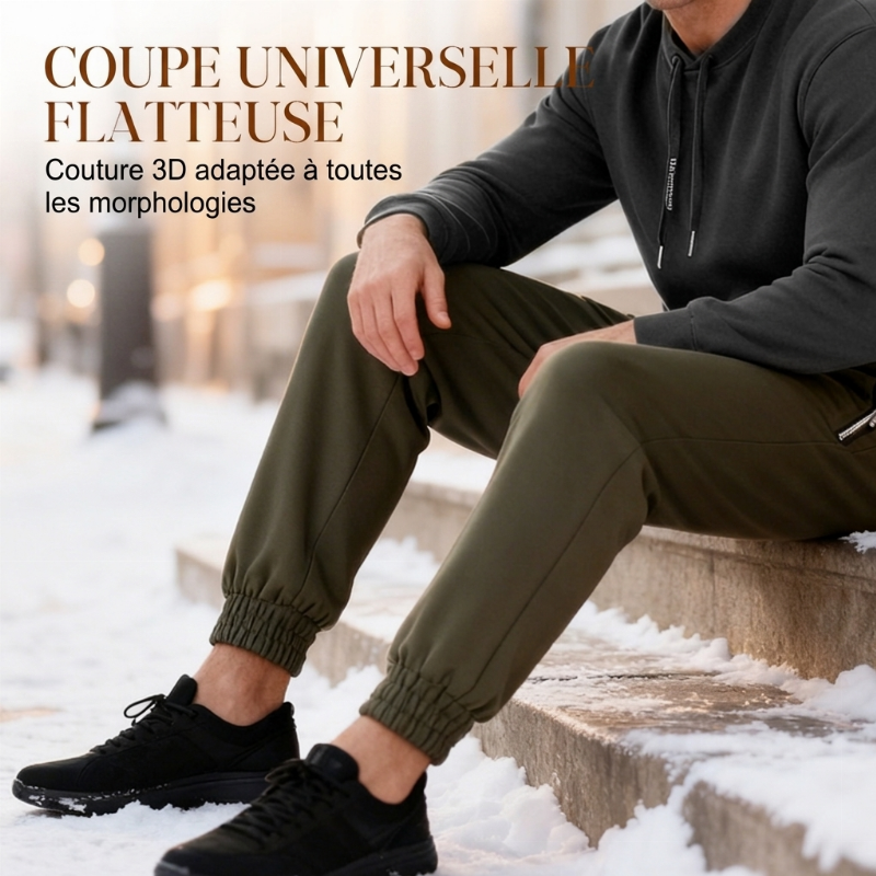 Pantalon imperméable pour homme avec doublure chaude et cordon de serrage