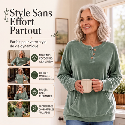 Sweat-shirt en velours doré pour femme