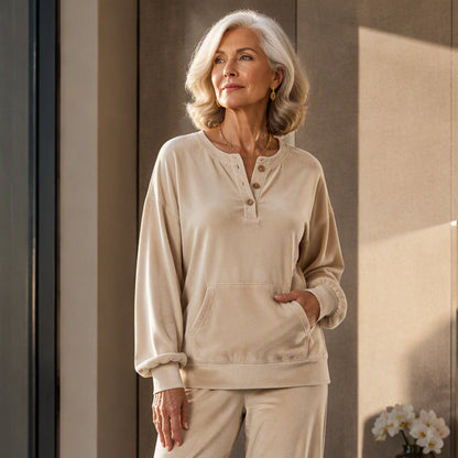 Sweat-shirt en velours doré pour femme