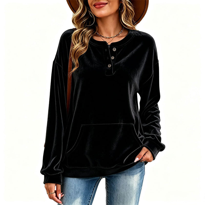 Sweat-shirt en velours doré pour femme