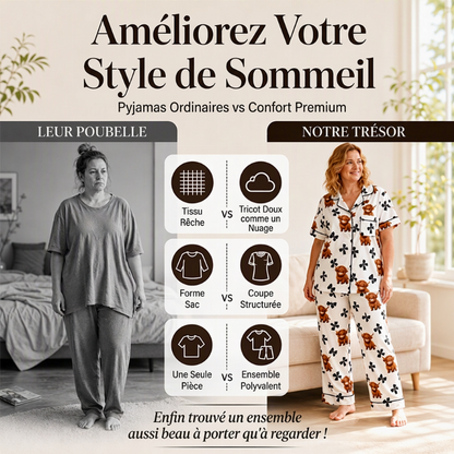 Ensemble de pyjama 3 pièces pour femme à motif vache Highland