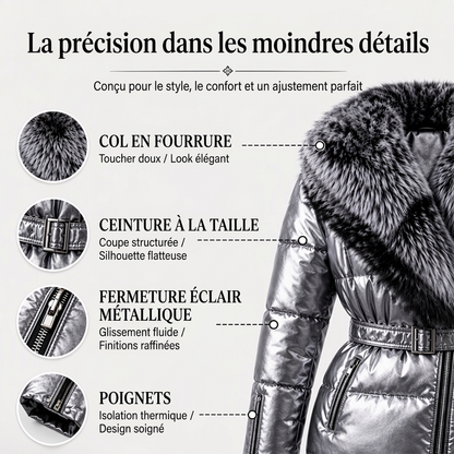 Veste matelassée femme avec col en fausse fourrure