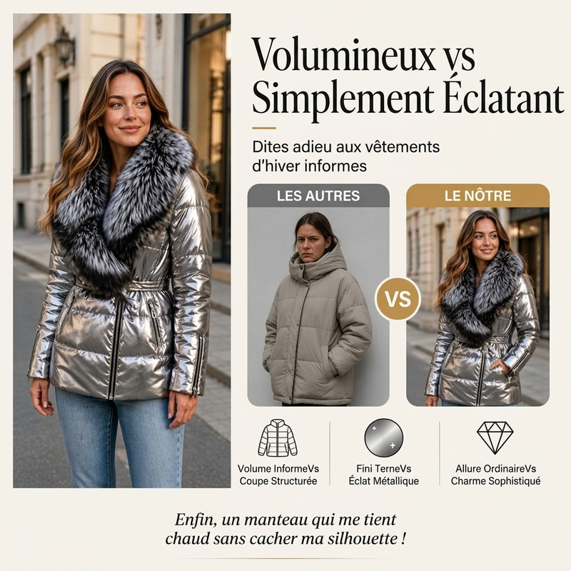 Veste matelassée femme avec col en fausse fourrure