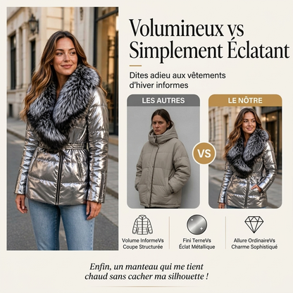 Veste matelassée femme avec col en fausse fourrure