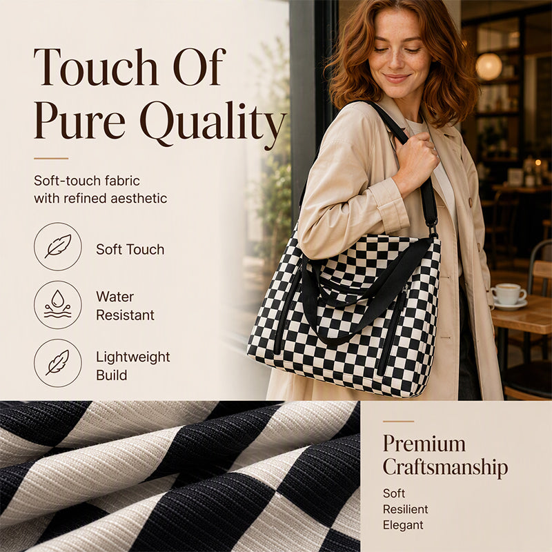 Sac fourre-tout décontracté en damier de grande capacité