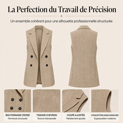 Gilet blazer double boutonnage pour femme