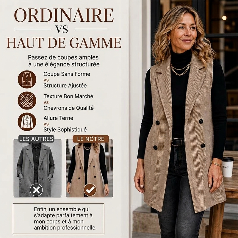 Gilet blazer double boutonnage pour femme