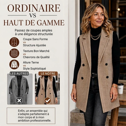 Gilet blazer double boutonnage pour femme