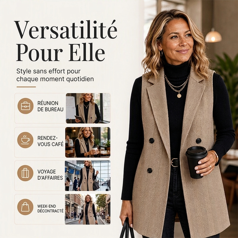 Gilet blazer double boutonnage pour femme