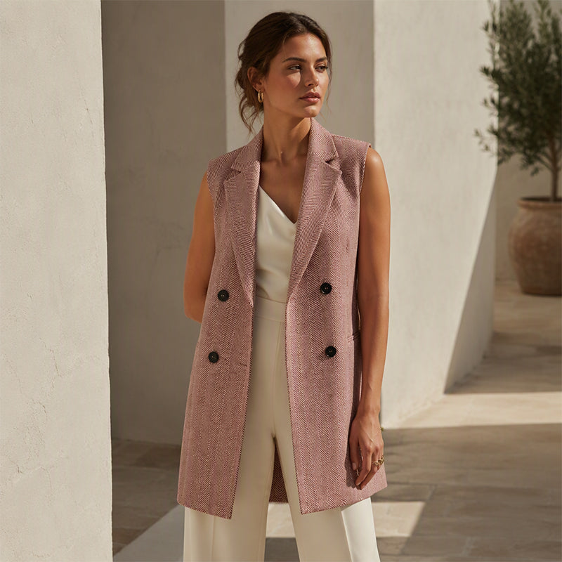 Gilet blazer double boutonnage pour femme