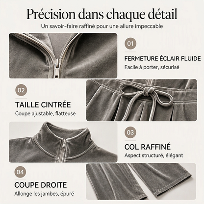 Combinaison en velours chic à col montant pour femme