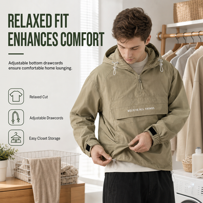 Veste coupe-vent de randonnée à capuche et multiples poches, pour l'extérieur
