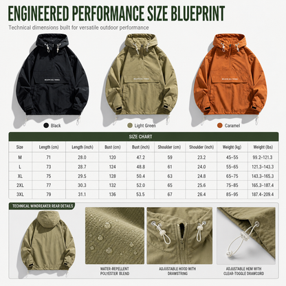 Veste coupe-vent de randonnée à capuche et multiples poches, pour l'extérieur