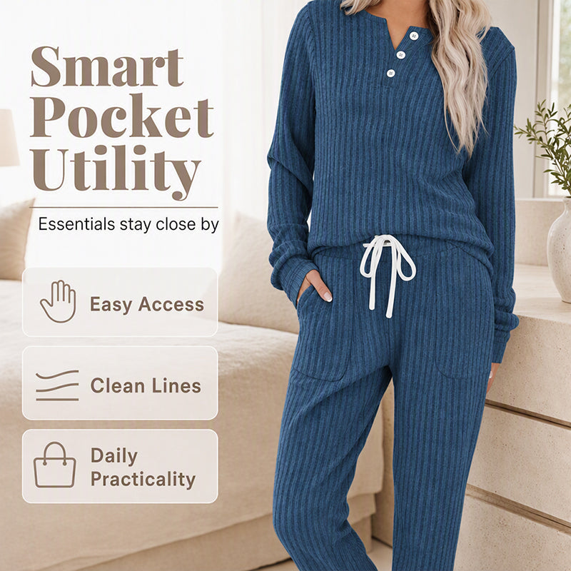 Ensemble 2 pièces pour femme : haut et pantalon à cordon de serrage