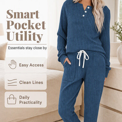 Ensemble 2 pièces pour femme : haut et pantalon à cordon de serrage