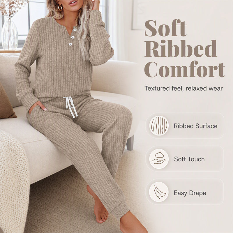 Ensemble 2 pièces pour femme : haut et pantalon à cordon de serrage