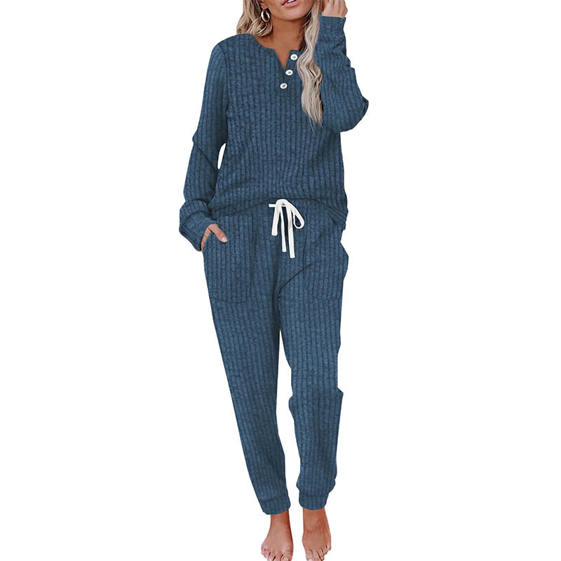 Ensemble 2 pièces pour femme : haut et pantalon à cordon de serrage