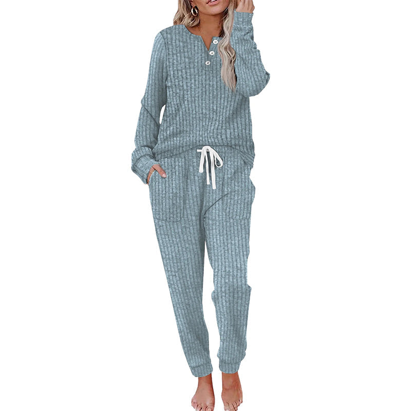 Ensemble 2 pièces pour femme : haut et pantalon à cordon de serrage