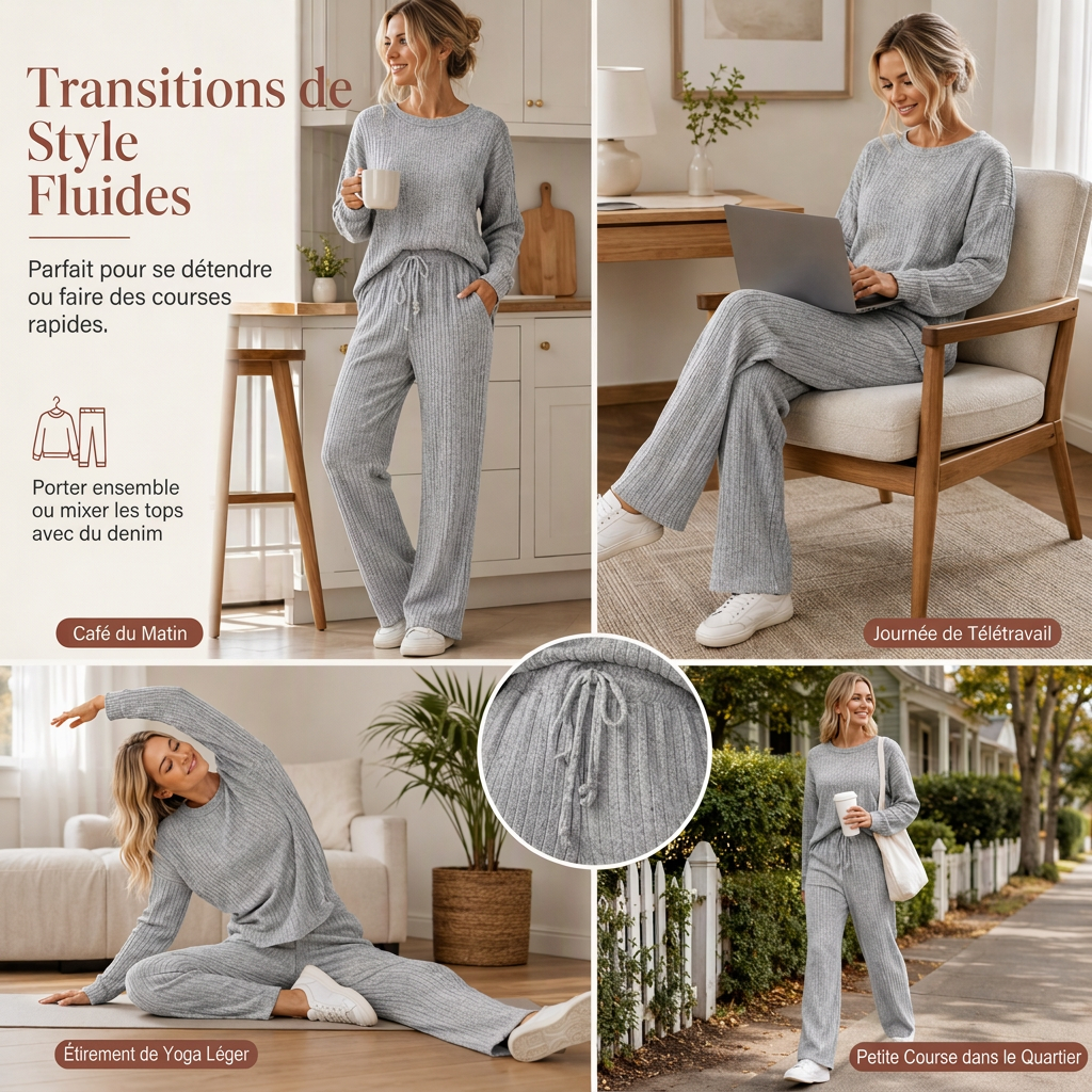 Ensemble de détente en maille décontracté pour femme