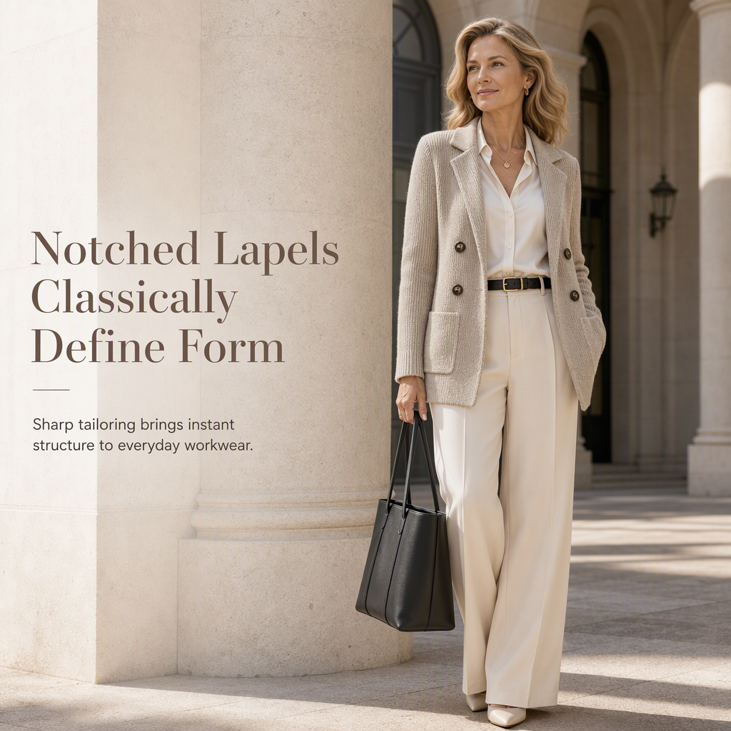 Cardigan en maille côtelée à double boutonnage pour femme, avec poches et revers cranté