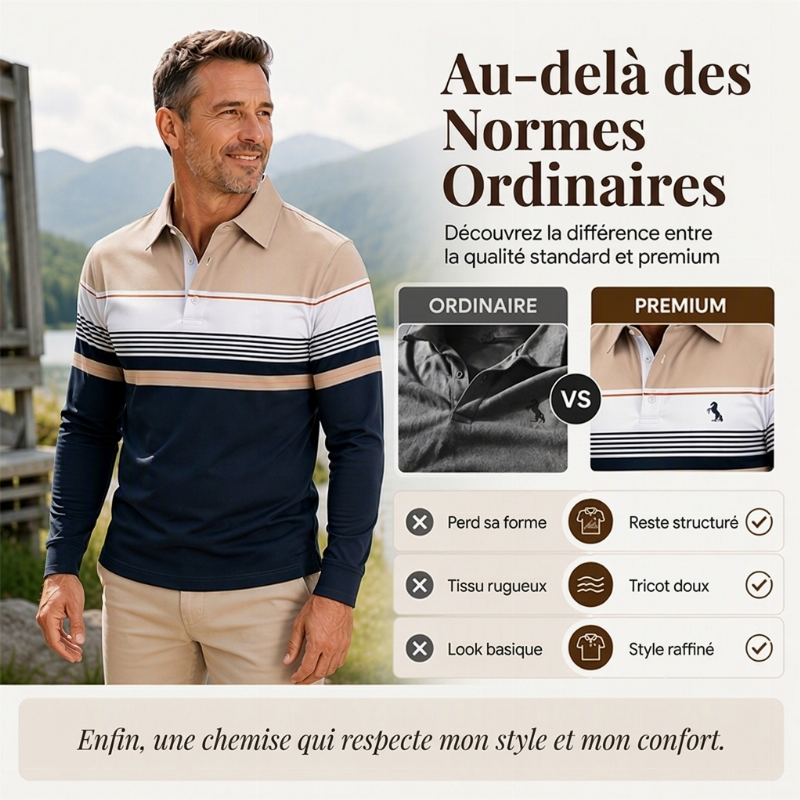 Haut rayé à bloc de couleurs classique pour homme