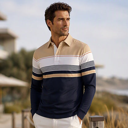 Haut rayé à bloc de couleurs classique pour homme