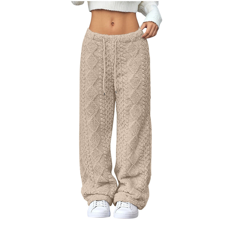 Pantalon décontracté à cordon de serrage pour femmes, coupe droite