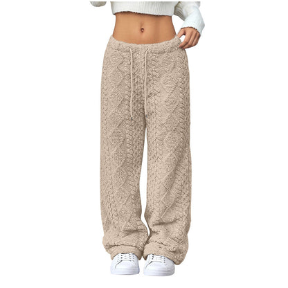 Pantalon décontracté à cordon de serrage pour femmes, coupe droite