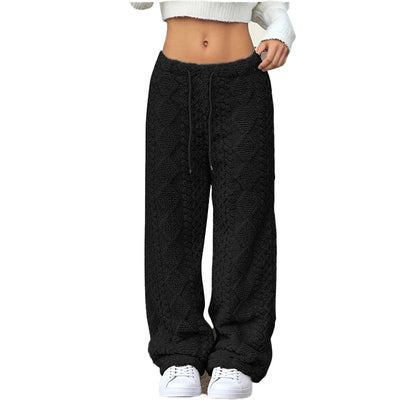 Pantalon décontracté à cordon de serrage pour femmes, coupe droite