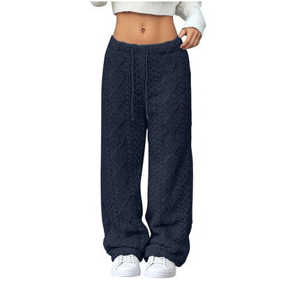 Pantalon décontracté à cordon de serrage pour femmes, coupe droite