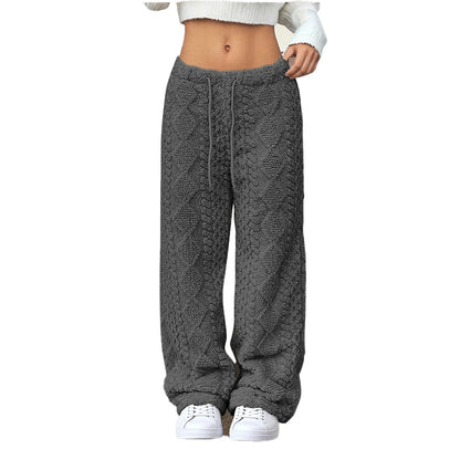 Pantalon décontracté à cordon de serrage pour femmes, coupe droite
