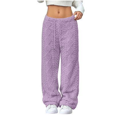 Pantalon décontracté à cordon de serrage pour femmes, coupe droite