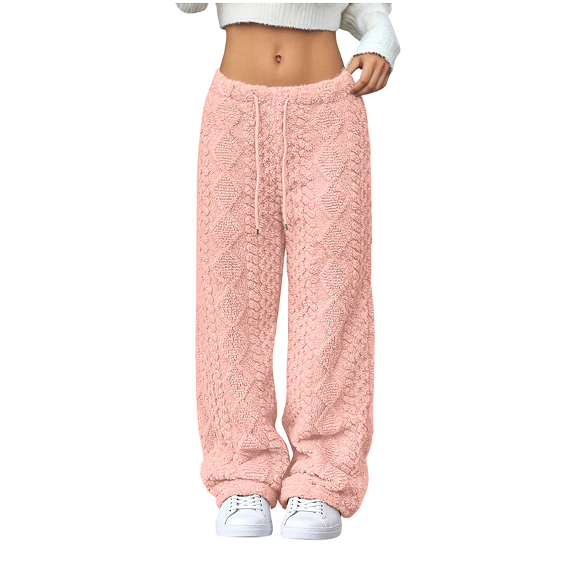 Pantalon décontracté à cordon de serrage pour femmes, coupe droite