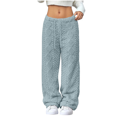 Pantalon décontracté à cordon de serrage pour femmes, coupe droite
