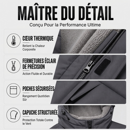Veste à capuche thermique et coupe-vent d'hiver pour homme