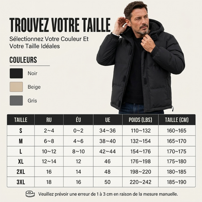 Veste à capuche thermique et coupe-vent d'hiver pour homme