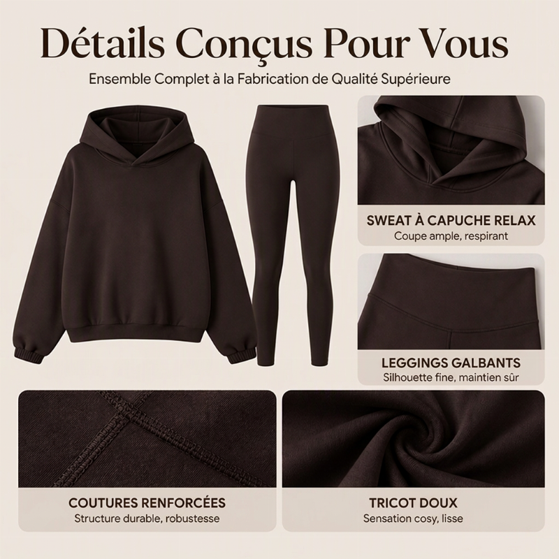Ensemble femme décontracté et confortable : sweat à capuche + legging