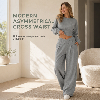 📢📢50 % DE RÉDUCTION !! ⏰& Livraison gratuite✈️Ensemble deux pièces composé d'un t-shirt à manches longues décontracté et sportif pour l'automne-hiver et d'un pantalon ample à taille croisée et jambes larges