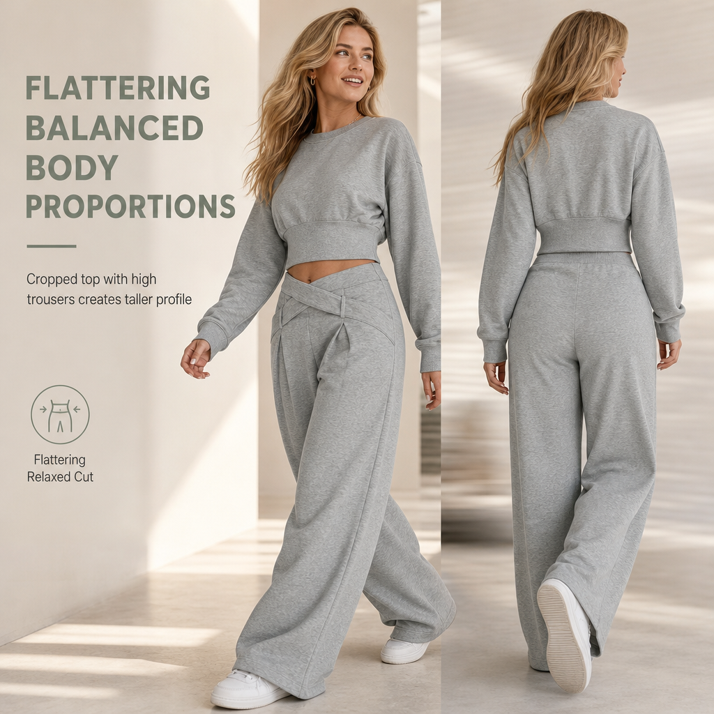 📢📢50 % DE RÉDUCTION !! ⏰& Livraison gratuite✈️Ensemble deux pièces composé d'un t-shirt à manches longues décontracté et sportif pour l'automne-hiver et d'un pantalon ample à taille croisée et jambes larges