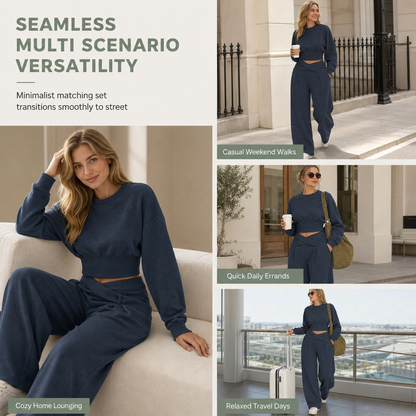 📢📢50 % DE RÉDUCTION !! ⏰& Livraison gratuite✈️Ensemble deux pièces composé d'un t-shirt à manches longues décontracté et sportif pour l'automne-hiver et d'un pantalon ample à taille croisée et jambes larges