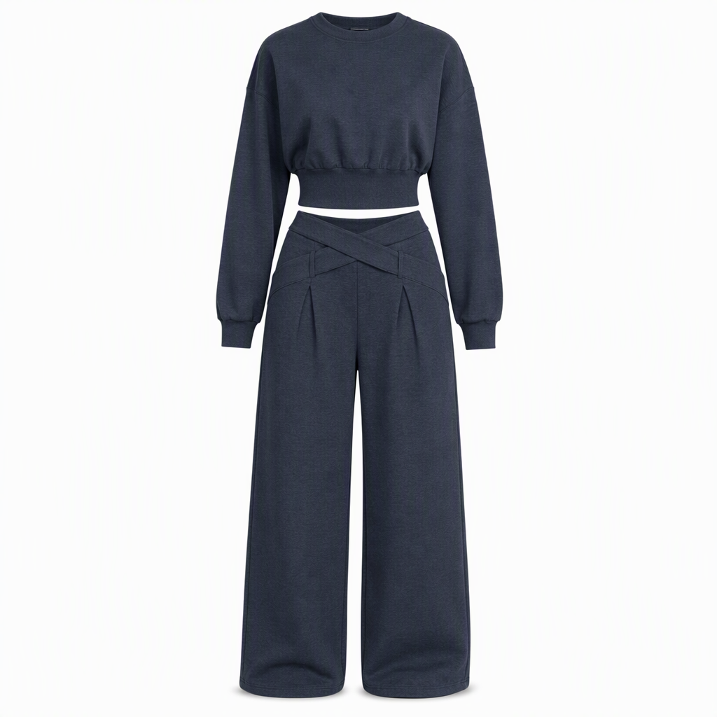 📢📢50 % DE RÉDUCTION !! ⏰& Livraison gratuite✈️Ensemble deux pièces composé d'un t-shirt à manches longues décontracté et sportif pour l'automne-hiver et d'un pantalon ample à taille croisée et jambes larges