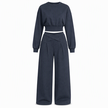 📢📢50 % DE RÉDUCTION !! ⏰& Livraison gratuite✈️Ensemble deux pièces composé d'un t-shirt à manches longues décontracté et sportif pour l'automne-hiver et d'un pantalon ample à taille croisée et jambes larges