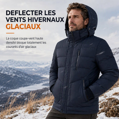 Manteau d'hiver pour homme doublé polaire avec capuche amovible