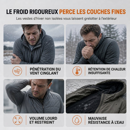 Manteau d'hiver pour homme doublé polaire avec capuche amovible