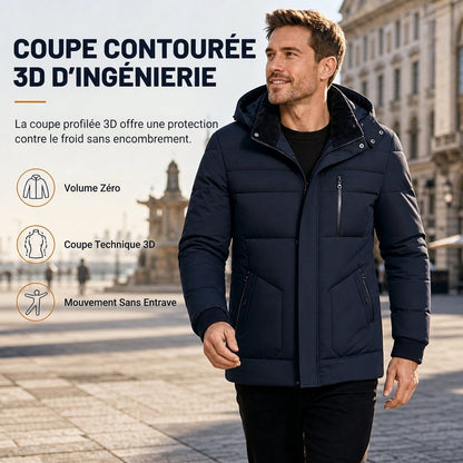 Manteau d'hiver pour homme doublé polaire avec capuche amovible